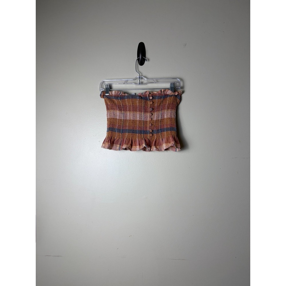 American Eagle Tube Top Womens S Multicolor Boho Linen Blend